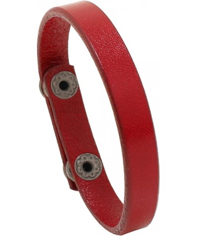 Punk Rock Thin Faux Leather Wristband Adjustable Arm Cuff Bracelet Red $6.50 Bracelets