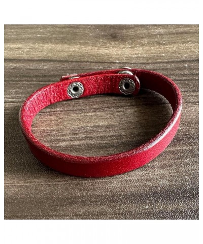 Punk Rock Thin Faux Leather Wristband Adjustable Arm Cuff Bracelet Red $6.50 Bracelets