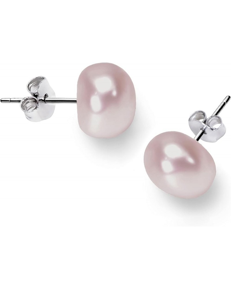 Freshwater Real Pearl Stud Earrings Quality Pearl Earrings for Women 11.0-12.0mm Purple-Silver $19.40 Others