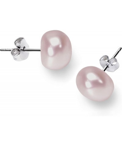 Freshwater Real Pearl Stud Earrings Quality Pearl Earrings for Women 11.0-12.0mm Purple-Silver $19.40 Others