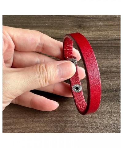 Punk Rock Thin Faux Leather Wristband Adjustable Arm Cuff Bracelet Red $6.50 Bracelets