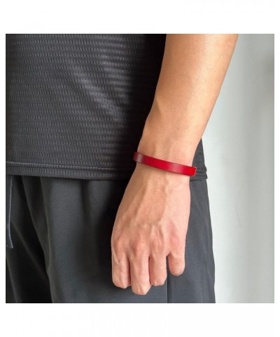 Punk Rock Thin Faux Leather Wristband Adjustable Arm Cuff Bracelet Red $6.50 Bracelets