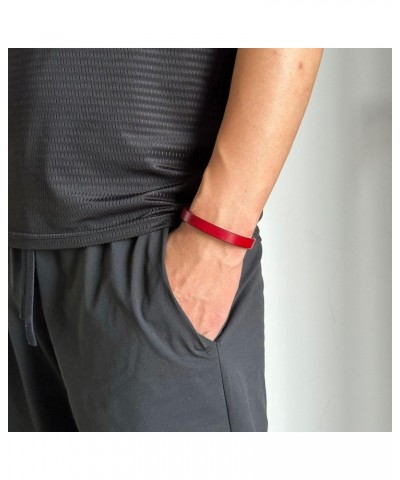 Punk Rock Thin Faux Leather Wristband Adjustable Arm Cuff Bracelet Red $6.50 Bracelets