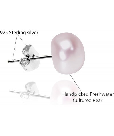 Freshwater Real Pearl Stud Earrings Quality Pearl Earrings for Women 11.0-12.0mm Purple-Silver $19.40 Others