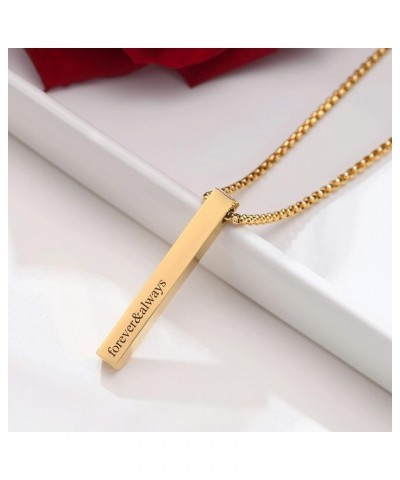 Personalized Bar Necklace Vertical - Customized Necklace Stainless 3D Pendant Custom Name Engravable Necklace Gift for Women ...