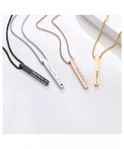 Personalized Bar Necklace Vertical - Customized Necklace Stainless 3D Pendant Custom Name Engravable Necklace Gift for Women ...