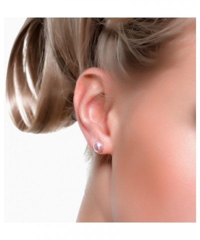 Freshwater Real Pearl Stud Earrings Quality Pearl Earrings for Women 11.0-12.0mm Purple-Silver $19.40 Others