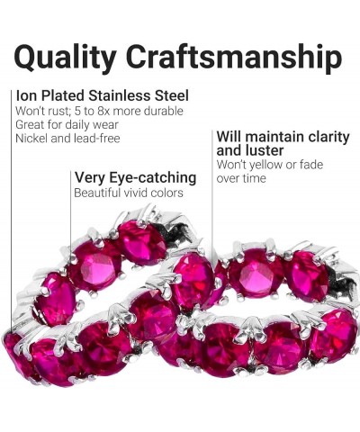 Shop LC Inside Out Hoop Earrings - Cubic Zirconia Ion Plated Stainless Steel Huggie Earrings for Women - Multicolor CZ Gemsto...