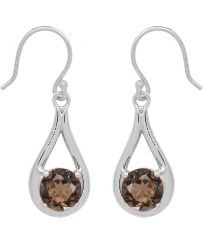 Multi Choice Dual Round Shape Gemstone 925 Sterling Silver Solitaire Birthday Gift Earring smoky-quartz $15.16 Earrings