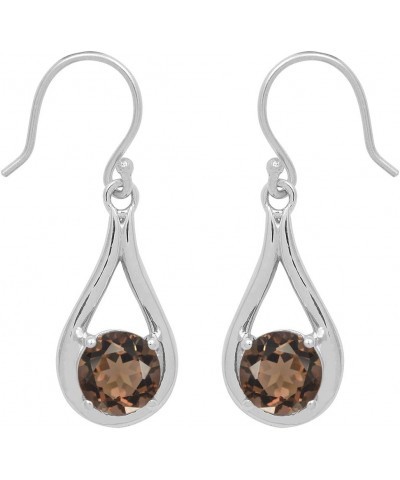 Multi Choice Dual Round Shape Gemstone 925 Sterling Silver Solitaire Birthday Gift Earring smoky-quartz $15.16 Earrings