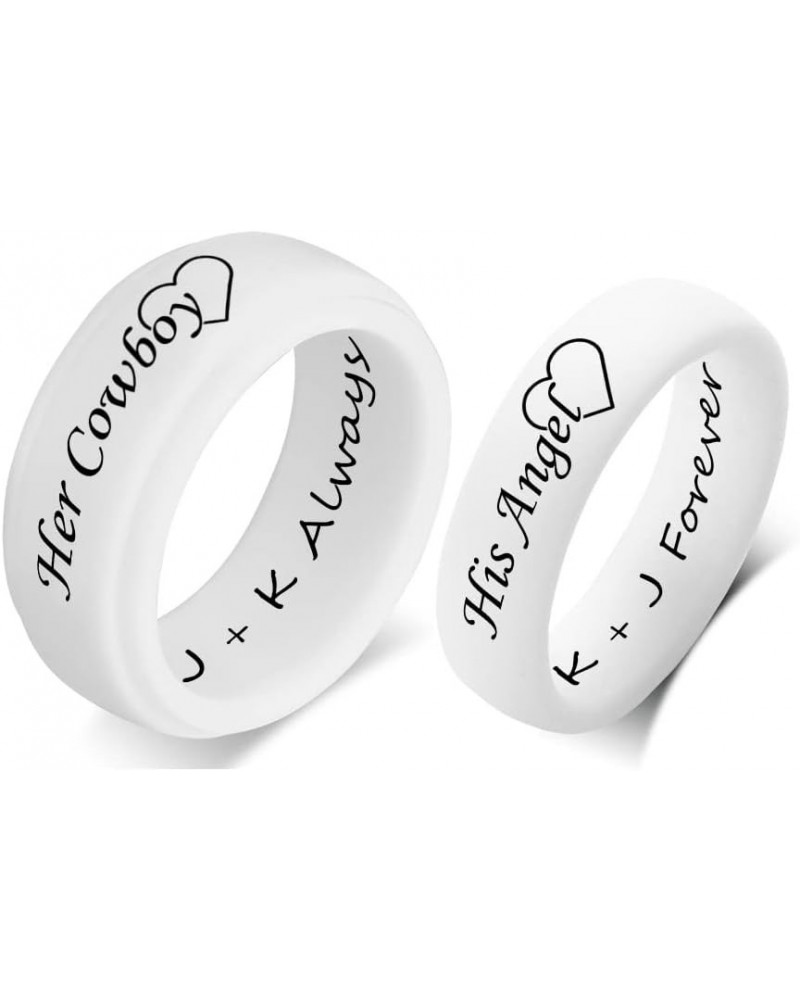 SHNIAN Silicone Rings for Couples 8MM+6MM Personalized Rubber Matching Silicone Rings Step Edge & Dome with Stackable Comfort...