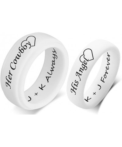 SHNIAN Silicone Rings for Couples 8MM+6MM Personalized Rubber Matching Silicone Rings Step Edge & Dome with Stackable Comfort...