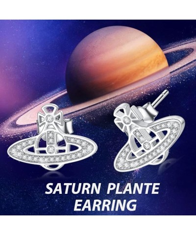 925 Sterling Silver Saturn Planet Aesthetic Earring Stud Opal Abalone CZ Earring Studs Jewelry Gifts for Women Girls Teens CZ...