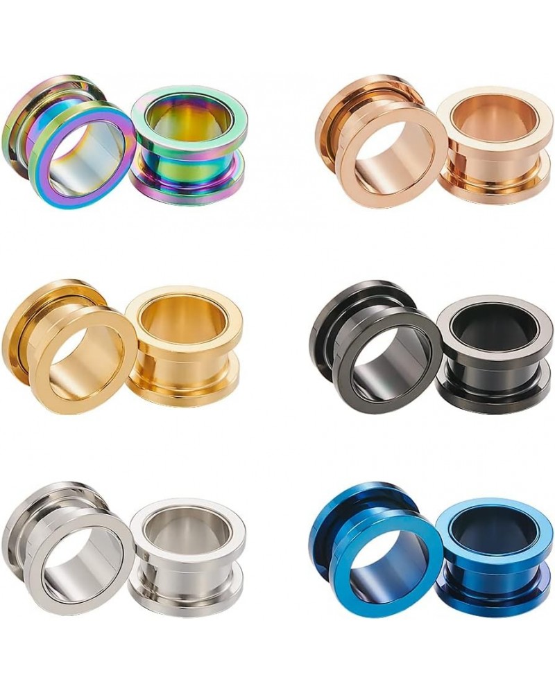 6Pairs-Mix Color Piercing Tunnels Screw Hollow Expanders Gauge Ear Plugs More Size 6Pairs Mix-Color 16mm(5/8") $7.64 Body Jew...