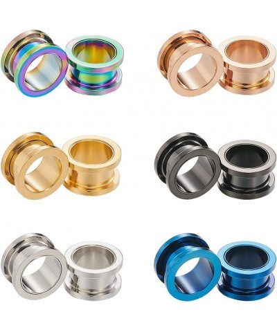 6Pairs-Mix Color Piercing Tunnels Screw Hollow Expanders Gauge Ear Plugs More Size 6Pairs Mix-Color 16mm(5/8") $7.64 Body Jew...