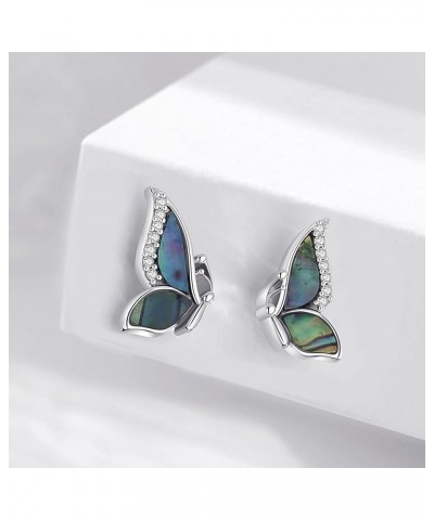 Natural Abalone Shell Jewelry Cute Butterfly Planet Necklace Earrings for Women Teen Girls, 925 Sterling Silver Butterfly Ear...