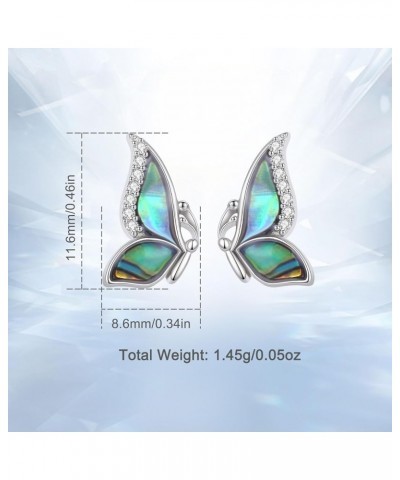 Natural Abalone Shell Jewelry Cute Butterfly Planet Necklace Earrings for Women Teen Girls, 925 Sterling Silver Butterfly Ear...