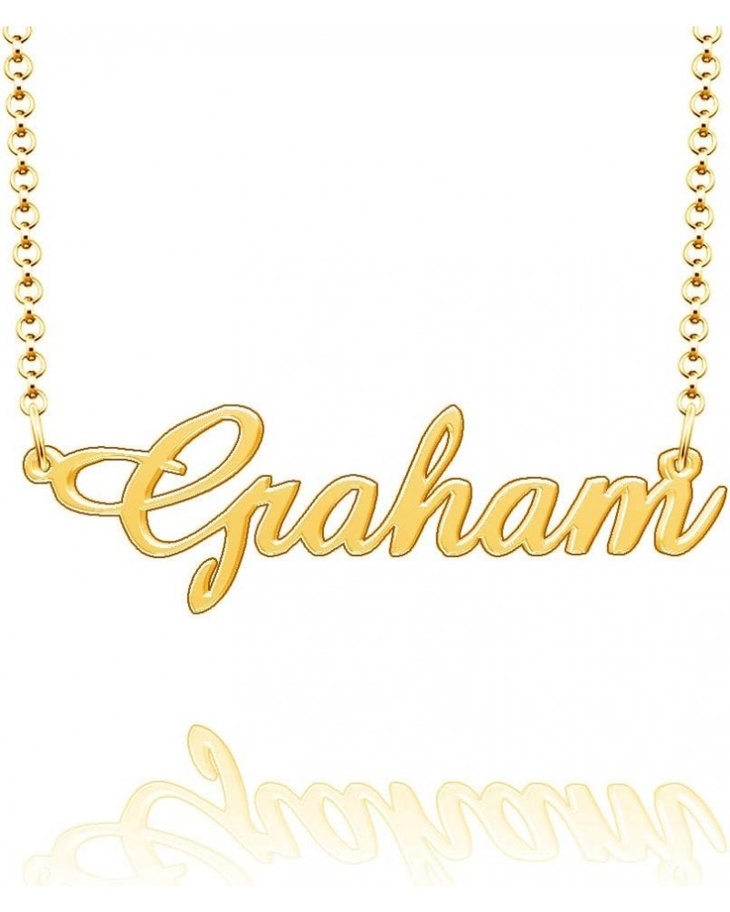 Personalized Last Name Necklace Custom Sterling Silver Graham Plate Customized Gift for Family Graham-Gold(Font 5) $14.61 Pen...