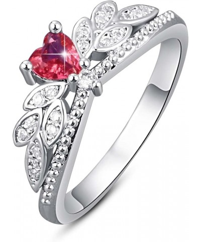 Love Charm Heart Cut Zircon Sweet Ring Jewelry Accessories Woman Birthday Valentine's Day Anniversary Personality Gift Red-3 ...