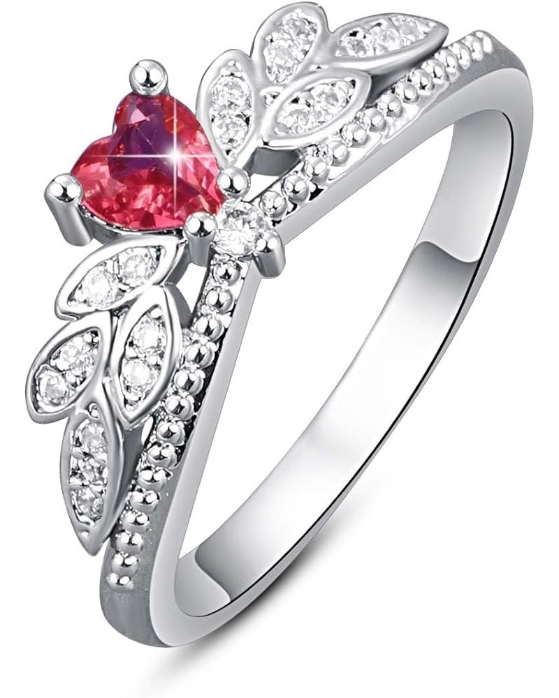 Love Charm Heart Cut Zircon Sweet Ring Jewelry Accessories Woman Birthday Valentine's Day Anniversary Personality Gift Red-3 ...