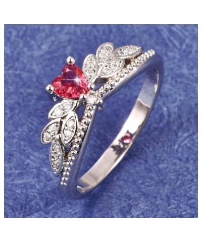 Love Charm Heart Cut Zircon Sweet Ring Jewelry Accessories Woman Birthday Valentine's Day Anniversary Personality Gift Red-3 ...