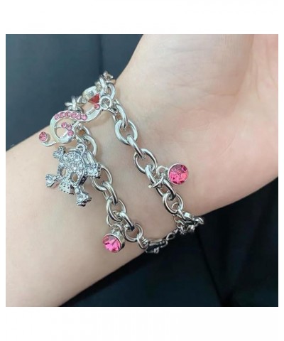 Skull Bracelet for Women Teen Pink Rhinestone Cross Bracelet Gothic Jewelry y2k bracelet y2k Accessories Skull-and-Cross-Set ...