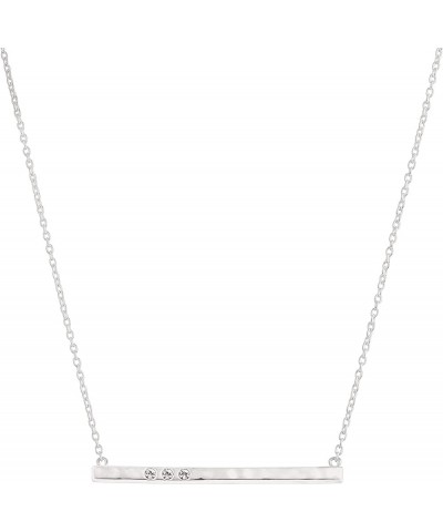 'Dotted Line' Pendant Necklace with Crystals in Sterling Silver, 18" + 2 Silver $24.50 Necklaces