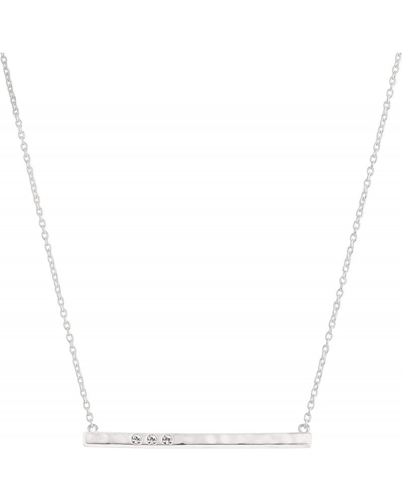 'Dotted Line' Pendant Necklace with Crystals in Sterling Silver, 18" + 2 Silver $24.50 Necklaces