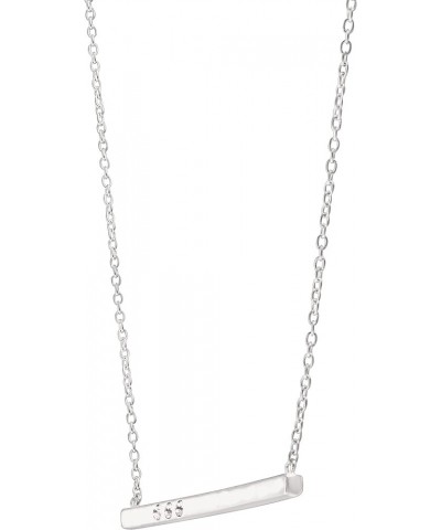 'Dotted Line' Pendant Necklace with Crystals in Sterling Silver, 18" + 2 Silver $24.50 Necklaces