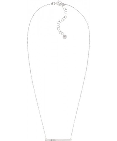 'Dotted Line' Pendant Necklace with Crystals in Sterling Silver, 18" + 2 Silver $24.50 Necklaces