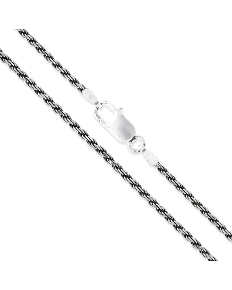 Sterling Silver Diamond-Cut Oxidized Rope Chain Solid 925 Italy Necklace 1.5mm Length 20 Inches $12.01 Necklaces