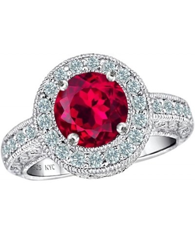 7mm Round, Vintage Antique Design Ring Created Ruby $26.65 Rings