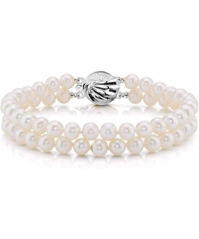 Sterling Silver AAAA Quality Round White Freshwater Cultured Pearl Double Strand Bracelet for Women 7.0 Inches 6.0-6.5mm $77....