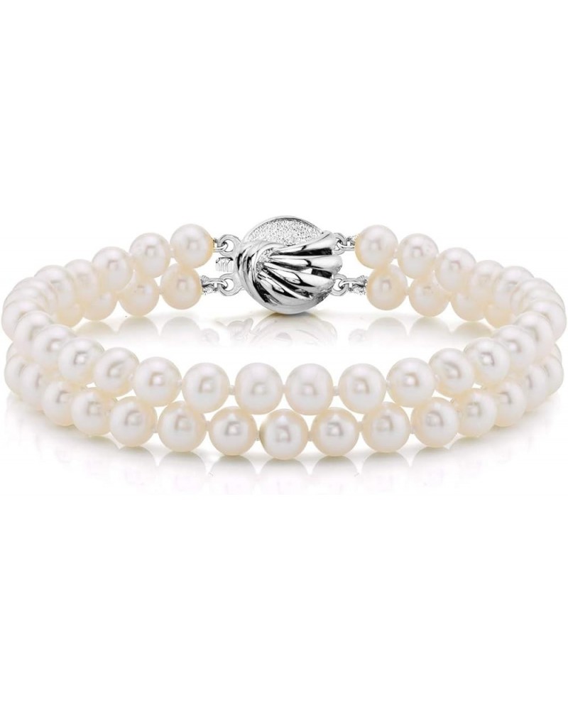 Sterling Silver AAAA Quality Round White Freshwater Cultured Pearl Double Strand Bracelet for Women 7.0 Inches 6.0-6.5mm $77....