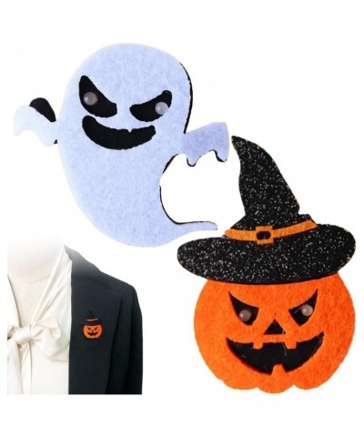 Flashing Pumpkin and Ghost LED Brooch Pin Set, Small Lighted Fashion Accessories for Women - 2PCS Halloween Novelty $8.80 Bro...