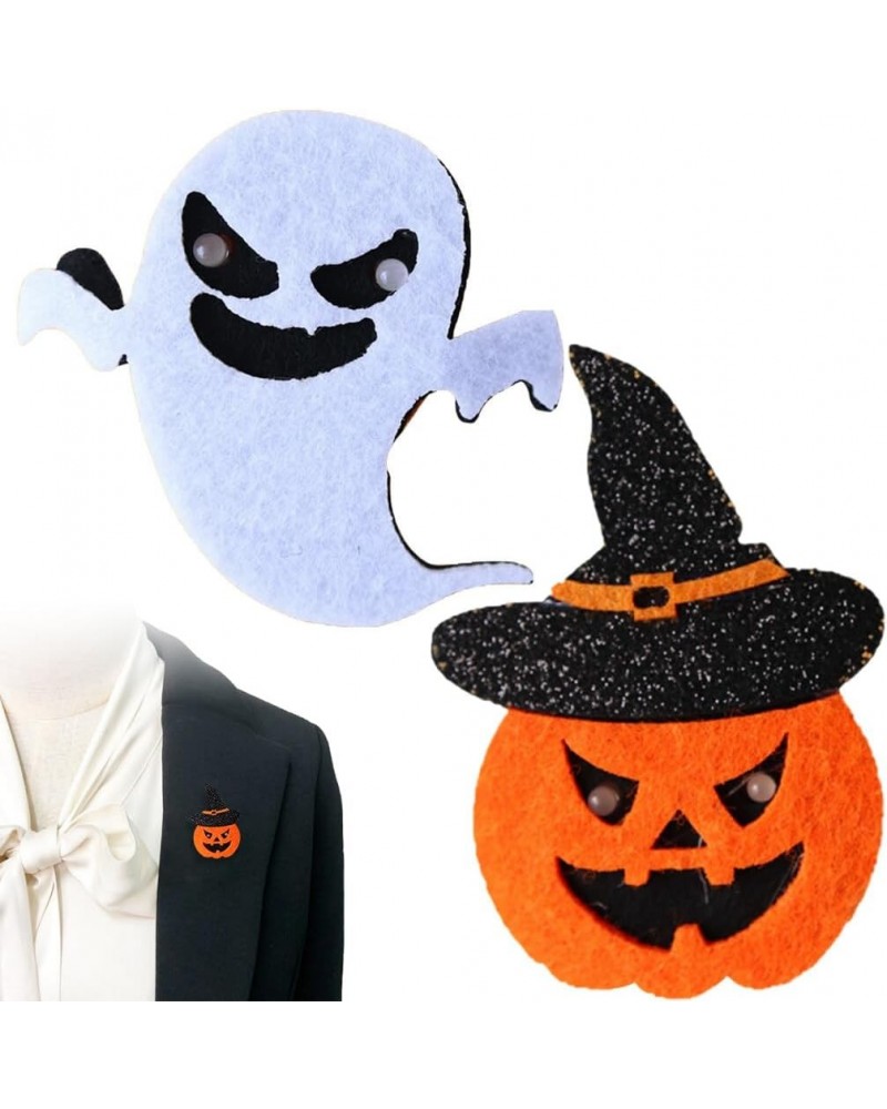 Flashing Pumpkin and Ghost LED Brooch Pin Set, Small Lighted Fashion Accessories for Women - 2PCS Halloween Novelty $8.80 Bro...