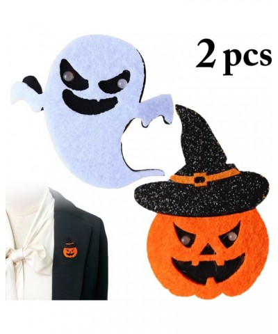 Flashing Pumpkin and Ghost LED Brooch Pin Set, Small Lighted Fashion Accessories for Women - 2PCS Halloween Novelty $8.80 Bro...