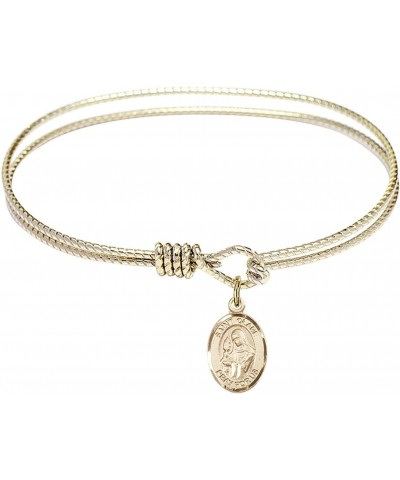 6 1/4 inch Oval Eye Hook Bangle Bracelet with a St. Clare of Assisi Charm. $37.08 Bracelets