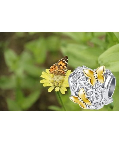 Butterfly Flower Heart Charm Bead for Women Girl Bracelets Grandma Mother Sister Best Friends Birthday Gifts Yellow $7.91 Bra...