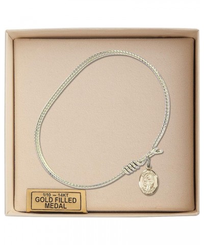 6 1/4 inch Oval Eye Hook Bangle Bracelet with a St. Clare of Assisi Charm. $37.08 Bracelets