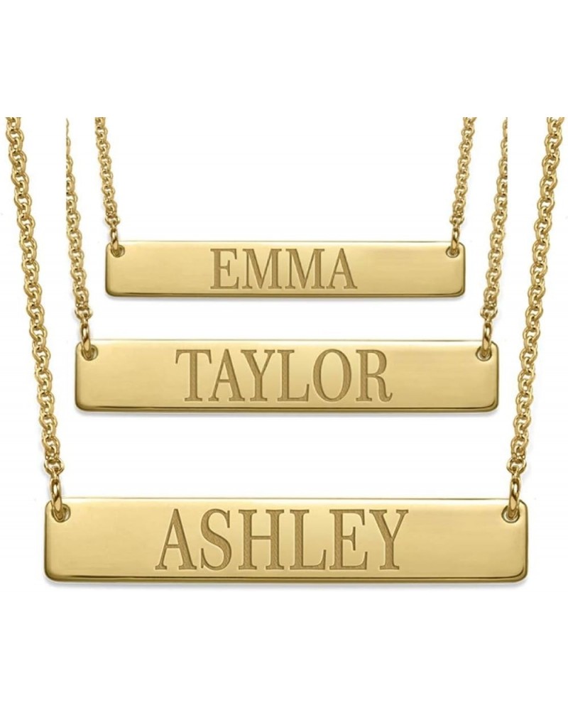 MYKA Personalized Bar Necklace Engraved Name Necklace Nameplate Bar-Christmas Jewelry Gift- Women Custom Pendant Custom Your ...