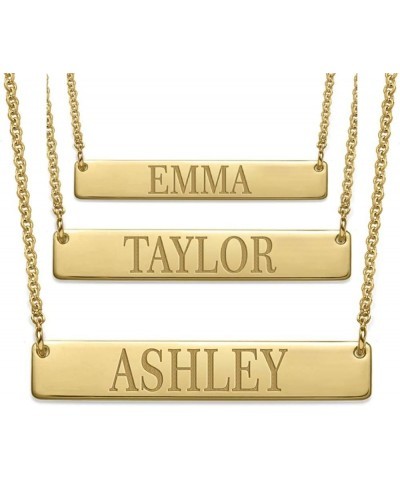 MYKA Personalized Bar Necklace Engraved Name Necklace Nameplate Bar-Christmas Jewelry Gift- Women Custom Pendant Custom Your ...