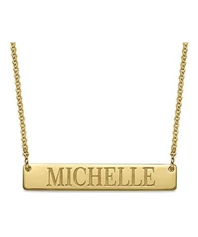 MYKA Personalized Bar Necklace Engraved Name Necklace Nameplate Bar-Christmas Jewelry Gift- Women Custom Pendant Custom Your ...