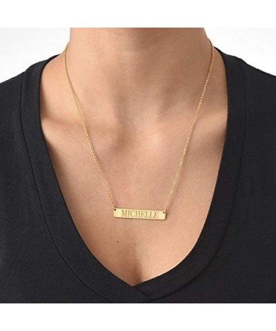 MYKA Personalized Bar Necklace Engraved Name Necklace Nameplate Bar-Christmas Jewelry Gift- Women Custom Pendant Custom Your ...