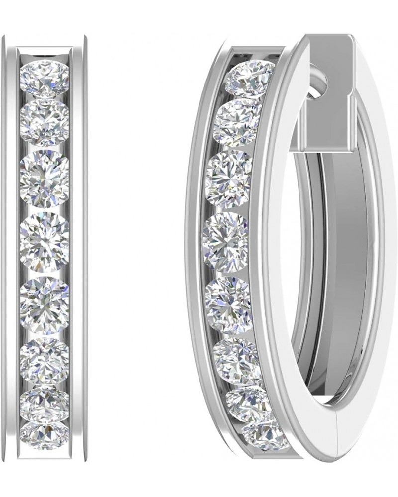 1/2 to 1 Carat Channel Diamond Hoop Earrings in 14K Gold or in Platinum White Gold 0.5 carats $294.45 Earrings