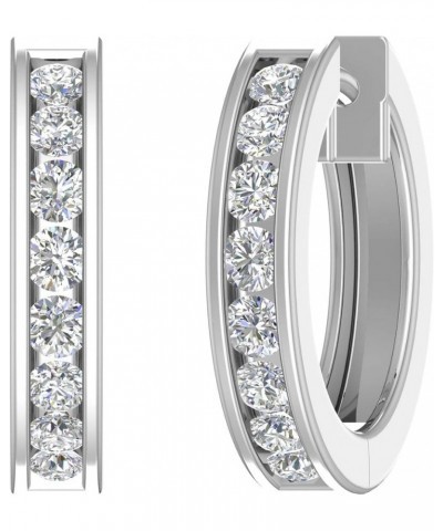 1/2 to 1 Carat Channel Diamond Hoop Earrings in 14K Gold or in Platinum White Gold 0.5 carats $294.45 Earrings