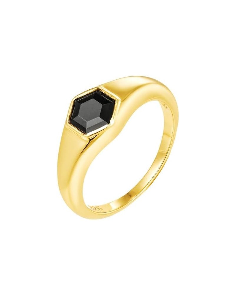 Midnight Onyx Gemstone Statement Signet 18K Gold Ring for Women Gift for Her 01-Ember Signet 6 $16.43 Rings