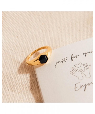 Midnight Onyx Gemstone Statement Signet 18K Gold Ring for Women Gift for Her 01-Ember Signet 6 $16.43 Rings