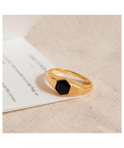 Midnight Onyx Gemstone Statement Signet 18K Gold Ring for Women Gift for Her 01-Ember Signet 6 $16.43 Rings