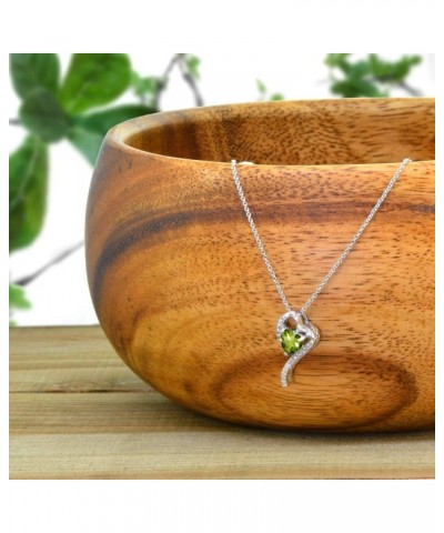 Sterling Silver Genuine or Synthetic Gemstone Heart Slide Pendant Necklace w/CZ Accents Peridot $17.09 Necklaces